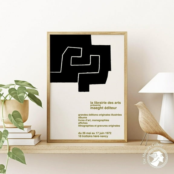PosterArt Chillida Poster, Galerie Maeght 1972 Exhibition Art Print, Minimalist Black and White Wall Decoration, 8x12 UNFRAMED