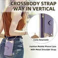 thumbnail image 2 of Crossbody Wallet Case for iPhone 12 Pro / iPhone 12 6.1" with Make-up Mirror, Detachable Chain Strap, Zipper Purse Card Slots Adjustable Kickstand, PU Leather Shockproof Full Body Cover, Purple, 2 of 8