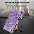 thumbnail image 4 of Mandala Case for Moto G Stylus 4G 2021, Premium Leather Flip Wallet Card Slots Magnetic Stand Protective Ultra Slim Shockproof Case with Lanyard, Embossed Flip Cover - Purple, 4 of 17
