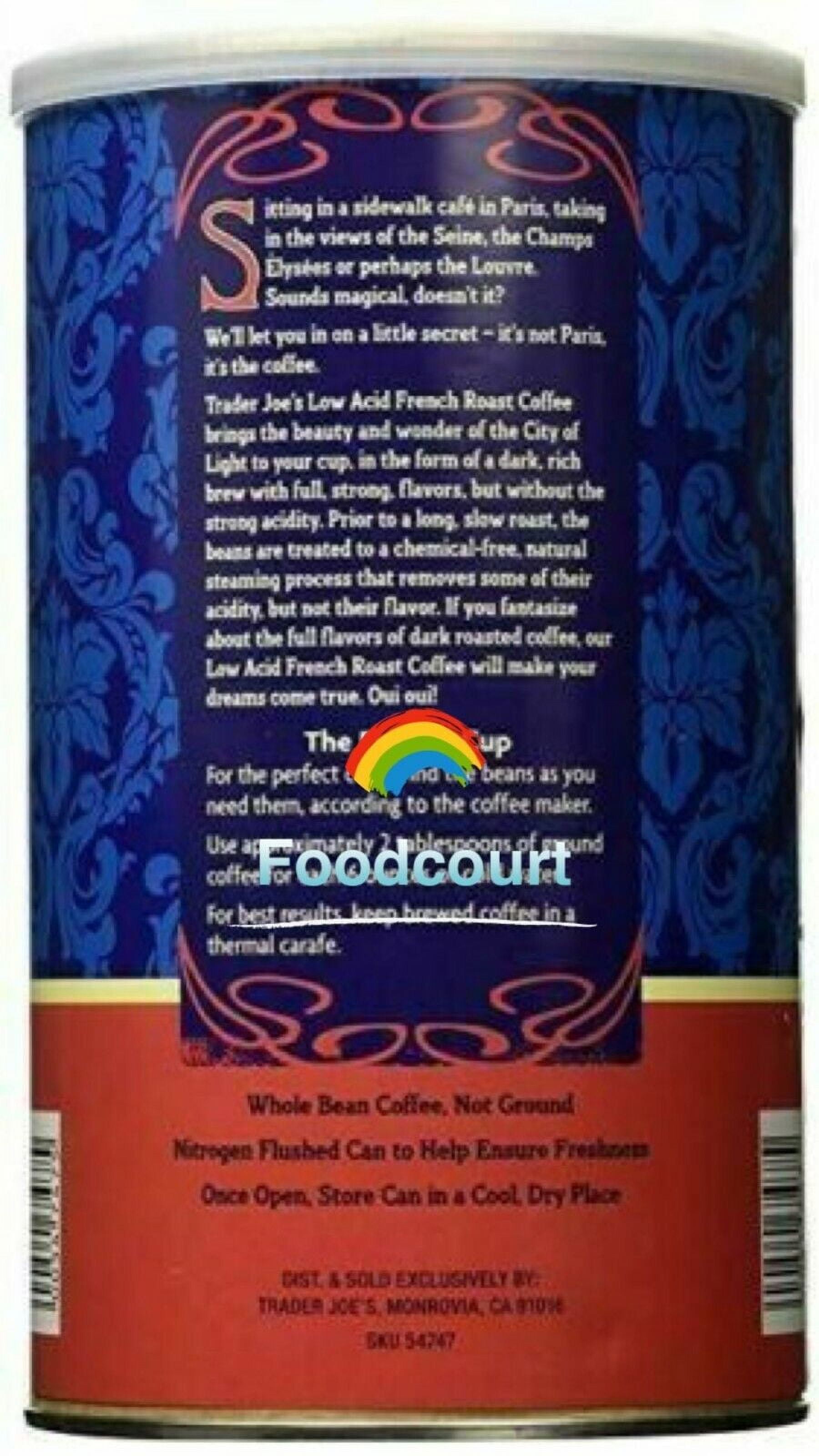 2 Packs Trader Joe's Low Acid French Roast Whole Bean Coffee 13 OZ Each