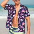 thumbnail image 7 of Gukieu Skull mushroom space Print Men's Short-sleeved Shirts, Button-down Lapel Hawaiian Shirts, T-shirts, Beach Vacation Summer Casual Wear,Small, 7 of 7