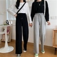 thumbnail image 4 of Pantalones de mujer Pantalón largo deportivo holgado informal de cintura alta con pierna ancha, Negro, XXL sidaley AP001457-10, 4 of 7