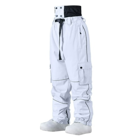 Miqool Unisex Adults Insulated Snow Pants Winter Outdoor Waterproof Softshell Thermal Ski Snow Pants for Snowboarding Hiking with Zipper Pockets