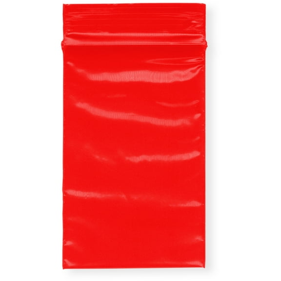 Plymor 2" x 3" (Case of 1,000), Red 2 Mil Zipper Reclosable Plastic Bags