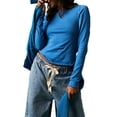thumbnail image 1 of Diconna T-shirt Femme Manches Longues Col Rond Couleur Unie Hauts d'Automne Mode Urbaine pour Usage Quotidien, 1 of 5