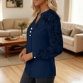 thumbnail image 5 of Uootdi Blouses for Women Dressy Casual Long Sleeve V Neck Button Front Hollow Out Pearl Button Loose Fit Office Commute Blouses Gift, 5 of 9