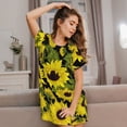 thumbnail image 3 of Balery Sunflowers In Vintage Camisón de manga corta con cuello redondo para mujer, cómodo y elegante., 3 of 6