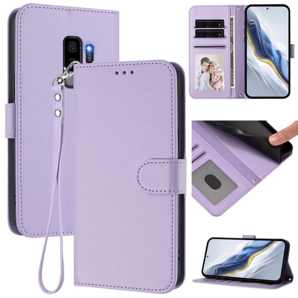 Funda Cartera GANGXUN para Samsung Galaxy S9 Plus – Cierre Magnético, Protección RFID, Correa Desmontable, Compatible con Carga Inalámbrica