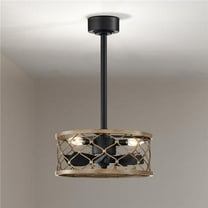 Marzell 15.7 in. 3-Light Indoor Matte Black and Wood Grain Finish Ceiling Fan with Light Kit