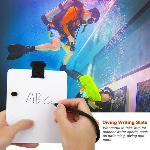 Impermeable buceo bajo escritura de de pizarra de notas cuaderno con lápiz de grafito Clip giratorio para el de buceo DYNWAVEMX Pizarra de escritura de buceo