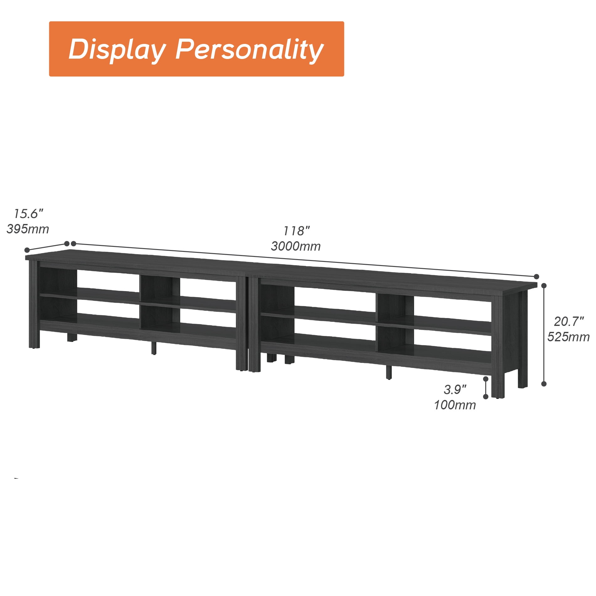 TV Stand for 85 inch TV Entertainment Center Wood TV Media Console Table for 80/90/100inch TV with 8 Storages for Living Room Bedroom, Black
