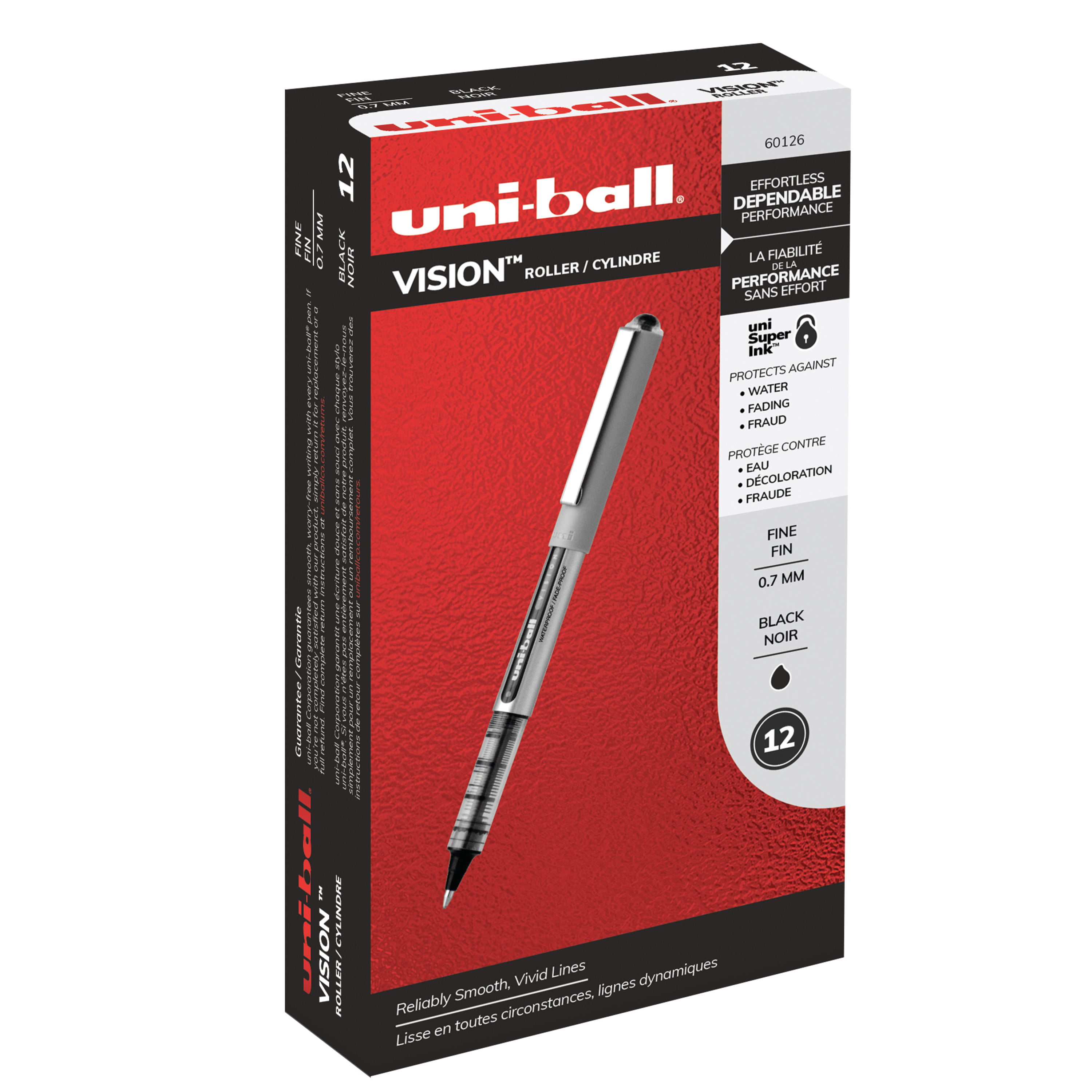 5 Count uni-ball Vision Rollerball Pens 0.7mm Blue Fine Point 