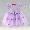 thumbnail image 2 of NOLDARES Toddler Girl Dress Little Girl Clothes Ruffle Sleeveless Floral Striped Summer Spring Casual Dresses(Purple,12-18 Months), 2 of 5