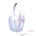 thumbnail image 4 of Injueey Cesta de boda con doble corazón para niña con flores, decoración de diamantes de imitación de satén blanco Kits de decoración para fiestas violeta, 4 of 6