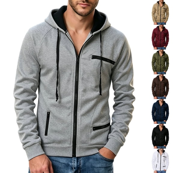 Thousandth Men's Zip Up Hoodie Lightweight Athletic Track Jacket Cool Casual Slim Fit Daily Wear for Gym Running,Sports Training