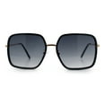 thumbnail image 6 of Womens Chic Oversize Double Rim Rectangle Butterfly Sunglasses Black Gold - Smoke, 6 of 9