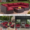 thumbnail image 4 of HOMREST 7 Pcs Outdoor Sectional Sofa All Weather Patio Furniture Set W/ Red Cushion & Coffee Table, 4 of 10