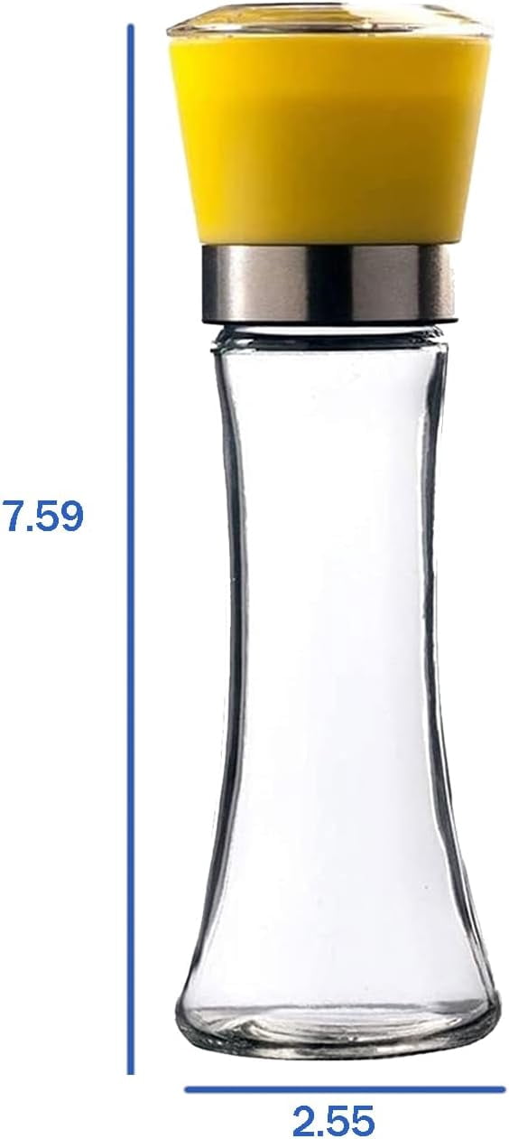 Pepper Grinder, Large Capacity Salt and Pepper Grinder Set,Thick Glass Body Pepper Mill - Easy To Use and Adjustable Salt and Pepper Grinder for Kitchen,Set of 2,Yellow
