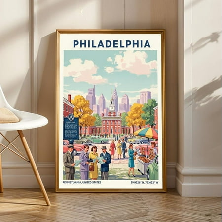 Philadelphia Art Print - Pennsylvania Wall Art - Us State Poster - Us Wall Art - For Traveller - Usa Travel Print - America Wall Art, Unframed Poster Size 8x12