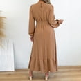 thumbnail image 5 of Zpanxa Winter Dresses for Women, Crew Neck Long Sleeve Smocked Waist Tiered A Line Midi, 5 of 8