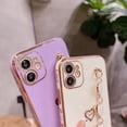 thumbnail image 6 of TECH CIRCLE for iPhone 13 Stylish  Cute Case,Sparkle Plating Heart Case with Bling Chain Strap Camera Lens Protection Girly Case For iPhone 13,White, 6 of 7