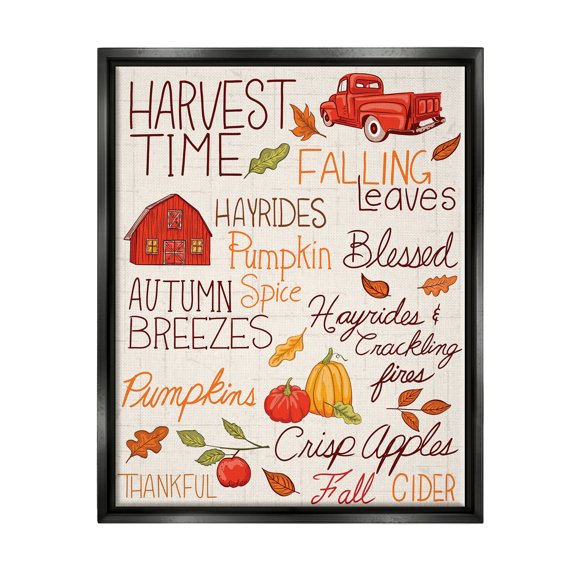 Stupell Industries Cozy Fall Activities Botanical & Floral Painting Black Floater Framed Canvas Art Print Wall Art, 17 x 21