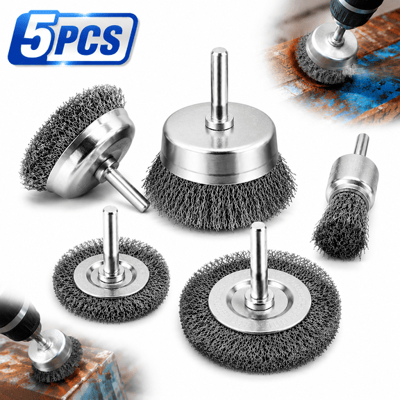 Genreen Wire Brush for Drill, Wire Wheel Brush Cup Set, Wire Wheel for Drill 0.012 Carbon Steel Wire, Drill Wire Brush for Drill 1/4 Inch Arbor for Cleaning Rust, Stripping and Drill Attachment