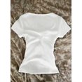 thumbnail image 2 of SUSHA Women's White Short Sleeve Fitted Button Front T Shirt, 2 of 6