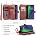 thumbnail image 3 of Zipper Wallet Case for iPhone 15, Premium PU Leather Wrist Hand Strap Card Slots Holder Flip Folio Cover with Magnetic Suction Kickstand Large Capacity Shockproof Case, Red, 3 of 8
