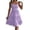 Purple, variant on Women's Sleeveless Boho Dress Ruched Ruffle Hem Beach Short Sundresses A Line Spaghetti Strap Swing Mini Sun Dress