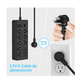 thumbnail image 5 of Multicontactos 8 Tomas, 3+1usb Con Interruptor Independiente Malubero Negro, 5 of 5
