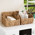 thumbnail image 3 of 2 Pack Pantry Baskets for Organizing, 9.44 x 7.48 x 3.34inch Wicker Baskets with Handles, Versatile Woven Basket,Handwoven Wicker Storage Baskets, Wicker Storage Baskets for Shelves(Natural), 3 of 8