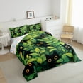 thumbnail image 3 of Feelyou Kawaii Black Cat Full Size Comforter Sets for Kids, Spring Leaf Botanical Bedding Comforter Set, Cartoon Kitten Animal Reversible Bedding Sets, Lightweight Room Decor, 3 Pieces, 3 of 8