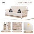 thumbnail image 6 of Harper & Bright Designs Woven Rope Chair Porch Swing with Cushion, Beige, 6 of 12