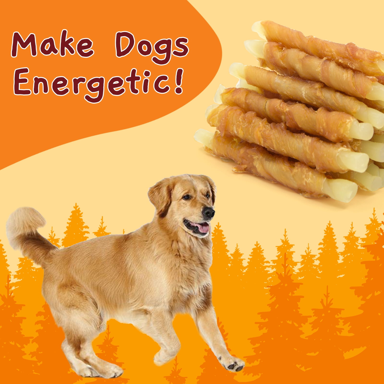(5 pack) Jungle Calling Rawhide Free Dogs Treats Chicken Wrap Cod Sticks Dog Treats, Soft Chewy Training Treats, 10.6 oz