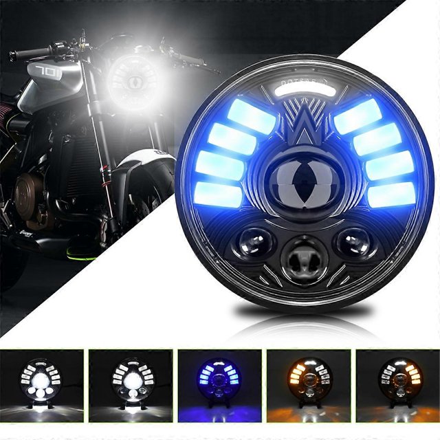 5-3/4In 5.75 Inch Motorcycle LED Headlight with DRL Turn Signal for Dyna Low Rider Street Bob Iron 8