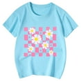 thumbnail image 4 of Baby Girl Summer Clothes Kids Girls Summer Cute Flower Prints Short Sleeved Round Neck T Shirt Toddler Casual Breathable Tops Baby Boy Summer Clothes Sky Blue 5 Years-6 Years, 4 of 4