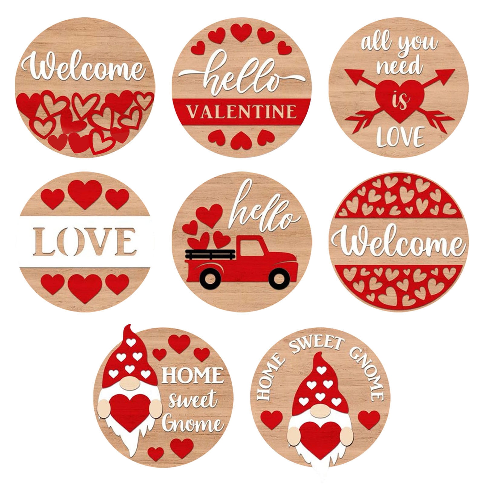 Dsscvnef Ensemble de Table en Liège avec Cœur pour la Saint-Valentin Design Rond Naturel pour Chambre Bar Fête 8 Pcs