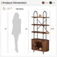 thumbnail image 4 of Jableast Tall Fluted Record Player Stand with Storage, 4-Tier Arched Retro Media Display with Curved Sliding Door Cabinet, Mid Century Modern Turntable Stand for Living Room, Home Office, Walnut, 4 of 8