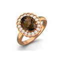 thumbnail image 2 of 925 Sterling Silver Rose Vermeil 6mm Round Smoky Quartz Solitaire Women Valentines Day Gifts Ring, 2 of 4