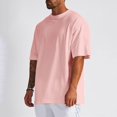 thumbnail image 2 of Laonim T-Shirt Homme Couleur Unie Col Rond Manches Courtes Style Lourd, 2 of 6