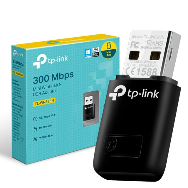 Adaptador de red WiFi inalámbrico TP-Link TL-WN823N N300 USB