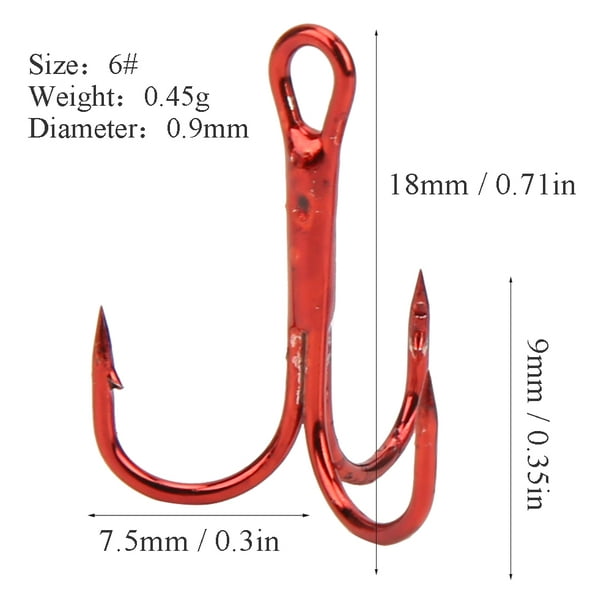 Treble Hooks,100pcs Red Treble Hooks Hook Fish Hook Compact and Lightweight  
