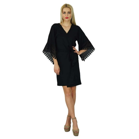 Bimba Women Lace Bride Bridesmaid Getting Ready custom Robe Kimono Sleeve Short Coverup Robes