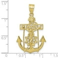 thumbnail image 2 of 10k Solid Yellow Gold Mariners Religious Faith Cross Pendant Necklace 36.41mm Long Pendant for Women, 2 of 2