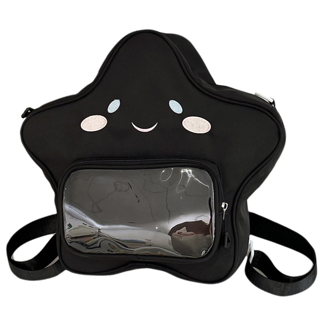 Mochila Bandolera Kawaii Daypack para Mujer Con Bolsillo Transparente Nailon