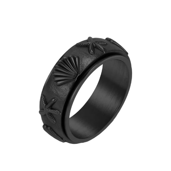 PAURO Unisex's Stainless Steel Simple Classic Exquisite Elegant Novel Personalized Ring Black Size 6