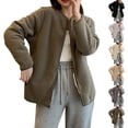 thumbnail image 4 of Rutainlusire Womens Casual Solid Color Hoodless Jackets Women's Fleece Stand Up Collar Versatile Long Sleeved Warm Zipper Jacket, 4 of 4