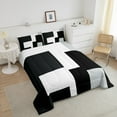 thumbnail image 4 of Erosebridal Geometric Square Checkered Comforter Sets Twin Size, White Black Gray Comforters & Duvets, Abstract Bedroom Decor Lightweight 2pcs, 4 of 8
