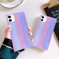 thumbnail image 3 of Compatible avec Étui iPhone, Étui Carrée Colorée Scintillante Arc-en-Ciel en Silicone Souple Protectrice Antichoc Mode Design Irisé pour Filles Femmes (iPhone 12mini, Violet), 3 of 7